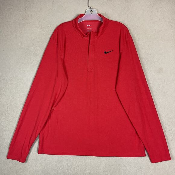 Nike‎ Pullover Mens XL Red Victory Half Zip Dri Fit Long Sleeve Athletic Stretch - Picture 1 of 12